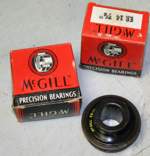 McGill ER14 7/8" Sealed Bearing Insert 2" OD 1 3/8" D 2x Set Screw W/ Snap Ring