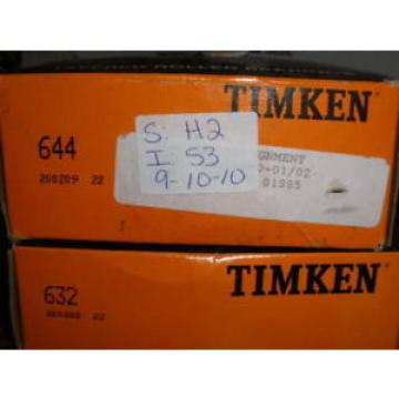 NEW IN BOX NIB TIMKEN TAPERED ROLLER BEARING 644 AND 632