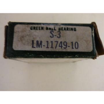 Green ball bearing LM11749 tapered roller bearing set (cup &amp; cone  (NOS)