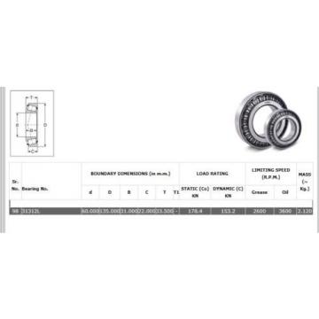 31312 Single Row Tapered Roller bearing. High End product. Quantities available.